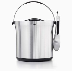 New! OXO Ice Bucket and Tong Set Stainless Steel